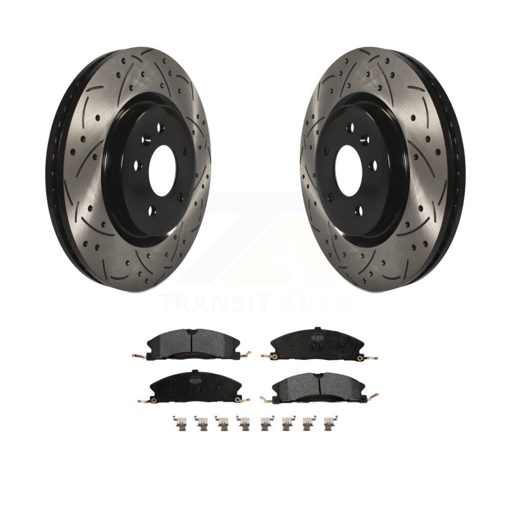 Drill Slot Brake Rotors Semi-Metallic Pad Front Kit For 2013 Ford Explorer Sport