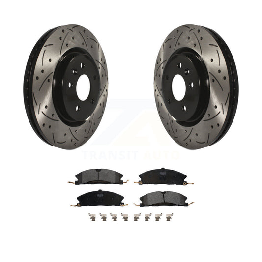 Drill Slot Brake Rotors Semi-Metallic Pad Front Kit For 2013 Ford Explorer Sport