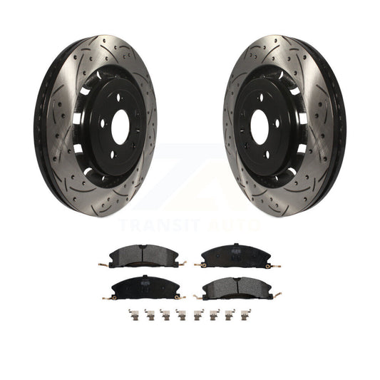 Drill Slot Brake Rotor Semi-Metallic Pad Front Kit For Ford Explorer Flex Taurus