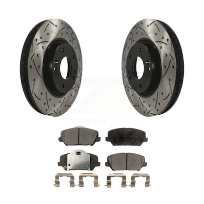 Drilled Slot Brake Rotor & Semi-Metallic Pad Front Kit For Kia Forte Forte5 Koup