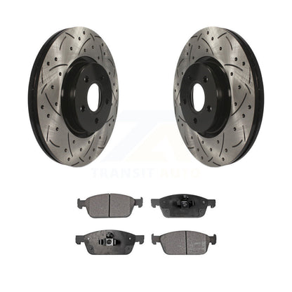 Drilled Slot Brake Rotor Semi-Metallic Pad Front Kit For Ford Escape Transit MKC