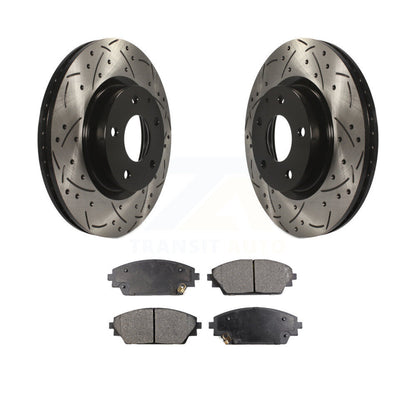 Drilled Slot Disc Brake Rotor Semi-Metallic Pad Front Kit For Mazda 3 CX-3 Sport