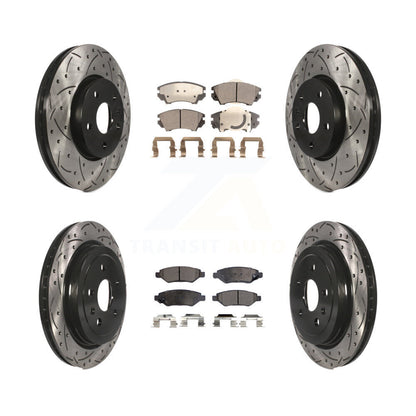 Drilled Slot Brake Rotor & Semi-Metallic Pad Front Rear Kit For Chevrolet Camaro