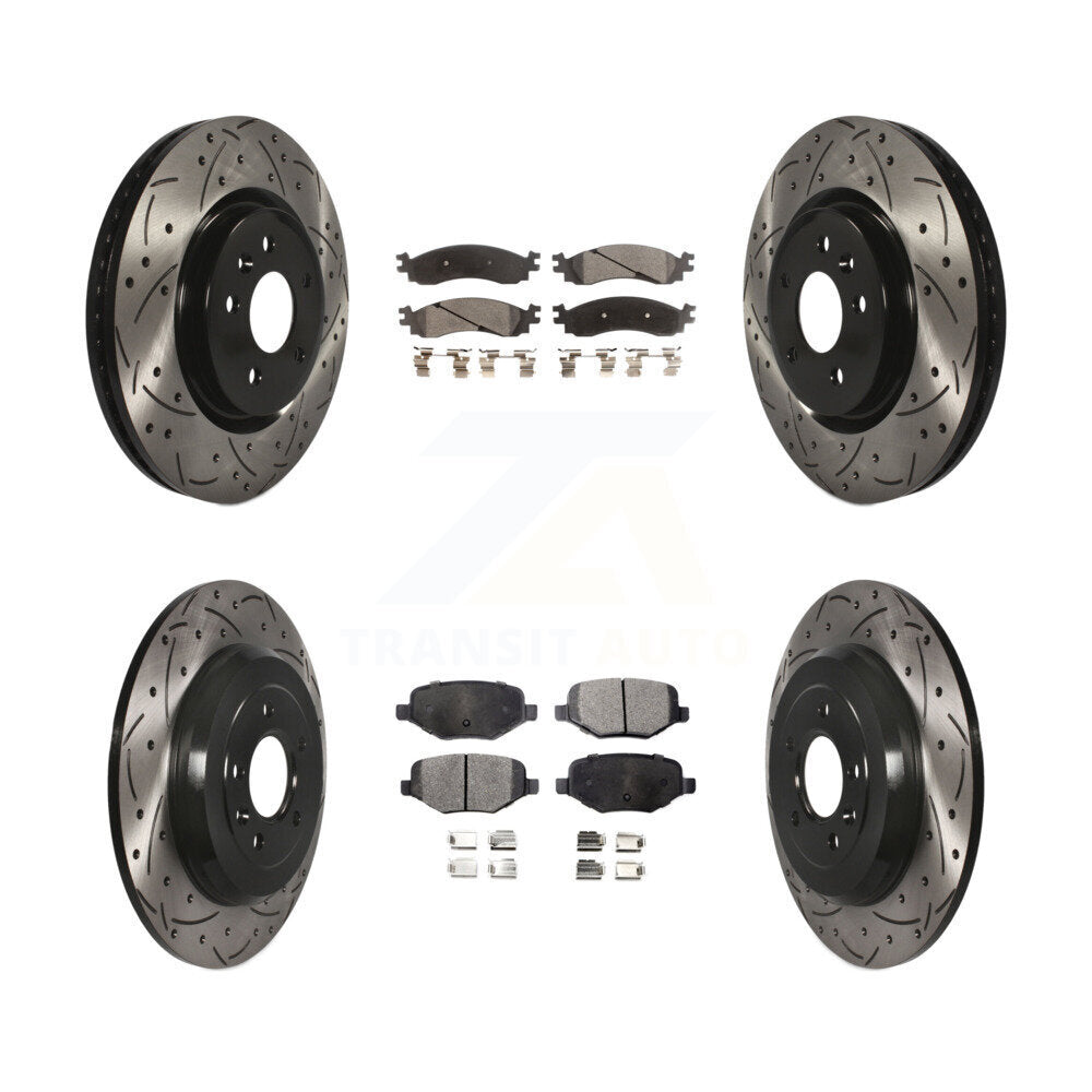 Drill Slot Disc Brake Rotor Semi-Metallic Pad Front Rear Kit For Ford Taurus SHO