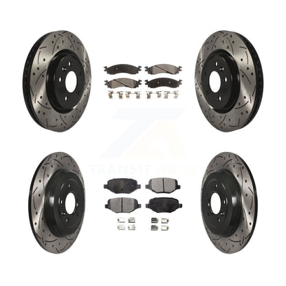 Drill Slot Disc Brake Rotor Semi-Metallic Pad Front Rear Kit For Ford Taurus SHO