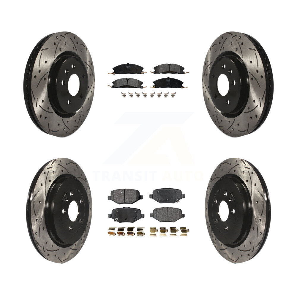 Drill Slot Brake Rotors Semi-Metallic Pad Front Rear Kit For Ford Explorer Sport