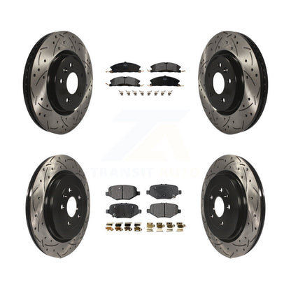 Drill Slot Brake Rotors Semi-Metallic Pad Front Rear Kit For Ford Explorer Sport