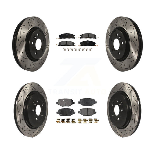 Drill Slot Brake Rotors Semi-Metallic Pad Front Rear Kit For Ford Explorer Sport