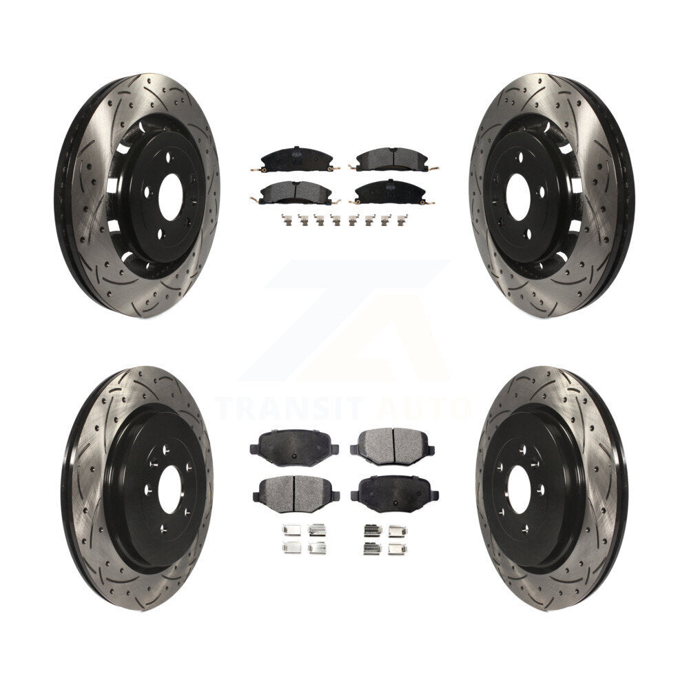 Drill Slot Brake Rotor Semi-Metallic Pad Front Rear Kit For Ford Explorer Police