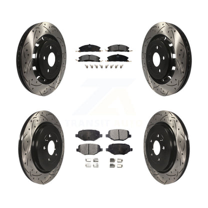Drill Slot Brake Rotor Semi-Metallic Pad Front Rear Kit For Ford Explorer Police