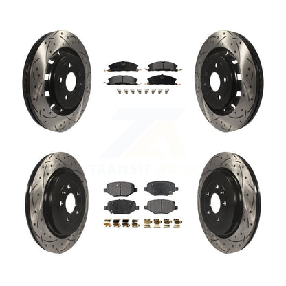 Drilled Slot Brake Rotor Semi-Metallic Pad Front Rear Kit For Ford Explorer Flex