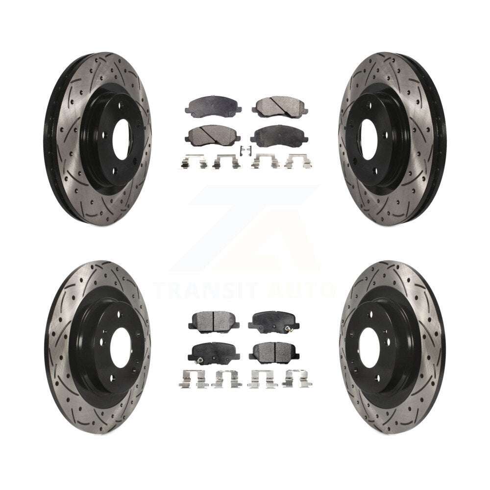 Drill Slot Brake Rotor Semi-Metallic Pad Front Rear Kit For Mitsubishi RVR Sport