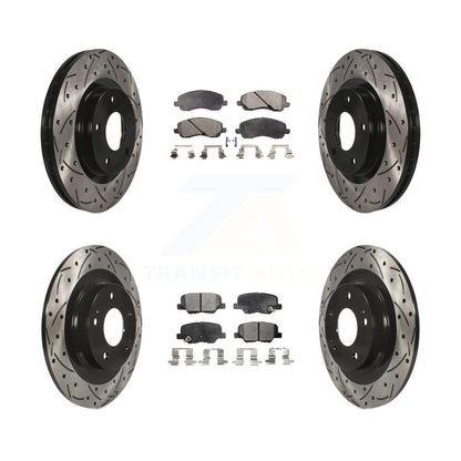 Drill Slot Brake Rotor Semi-Metallic Pad Front Rear Kit For Mitsubishi RVR Sport