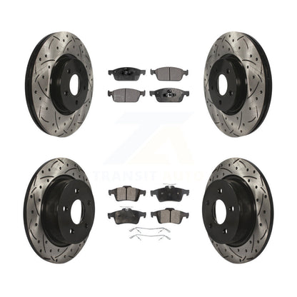 Drill Slot Brake Rotors Semi-Metallic Pad Front Rear Kit For Ford Escape Transit
