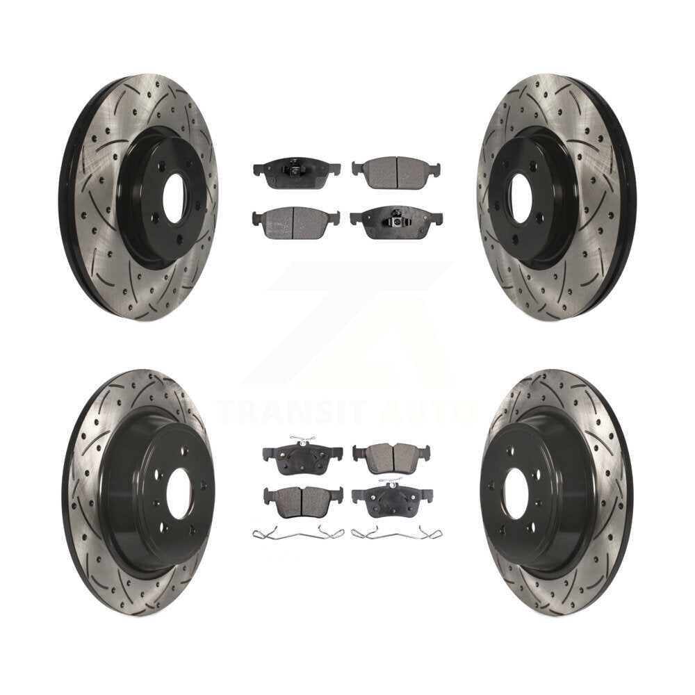 Drill Slot Brake Rotors Semi-Metallic Pad Front Rear Kit For Ford Escape Lincoln