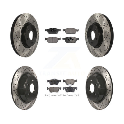 Drill Slot Brake Rotors Semi-Metallic Pad Front Rear Kit For Ford Escape Lincoln