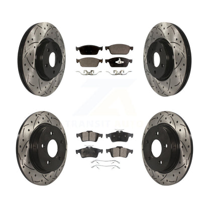 Drill Slot Brake Rotors Semi-Metallic Pad Front Rear Kit For 13-18 Ford Focus ST