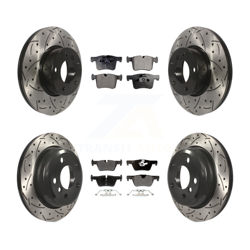 Drill Slot Brake Rotor Semi-Metallic Pad Front Rear Kit For BMW 320i xDrive 328d
