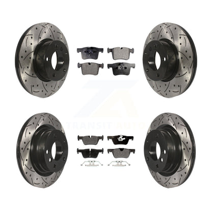 Drilled Slot Disc Brake Rotor Semi-Metallic Pad Front Rear Kit For BMW 320i 328d