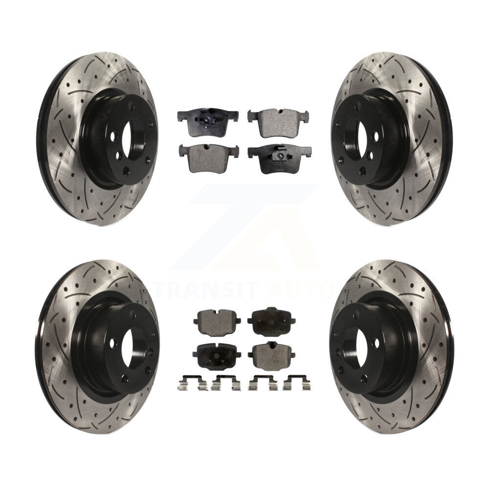 Drill Slot Brake Rotor Semi-Metallic Pad Front Rear Kit For 12 BMW X3 From 10 11