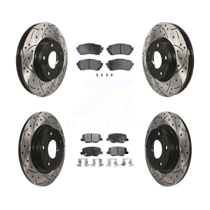 Coated Drill Slot Disc Brake Rotors Semi-Metallic Pad Front Rear Kit For Mazda 6