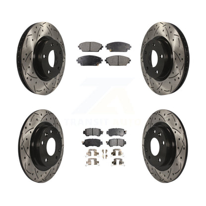Drill Slot Brake Rotor Semi-Metallic Pad Front Rear Kit For 16-18 Mazda CX-3 AWD