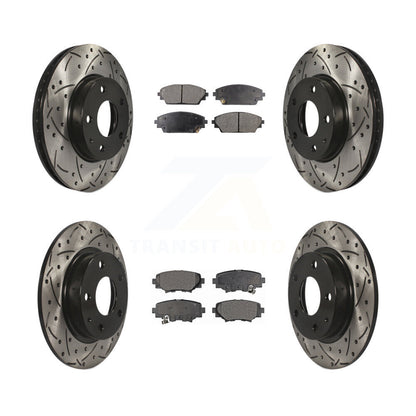 Drilled Slot Disc Brake Rotor Semi-Metallic Pad Front Rear Kit For Mazda 3 Sport