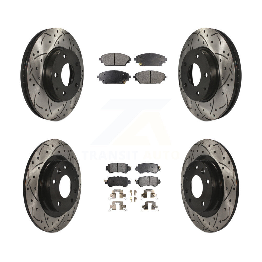 Drill Slot Brake Rotor Semi-Metallic Pad Front Rear Kit For 16-18 Mazda CX-3 FWD