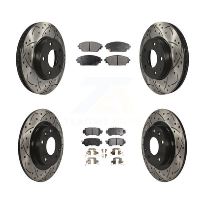 Drill Slot Brake Rotor Semi-Metallic Pad Front Rear Kit For 16-18 Mazda CX-3 FWD