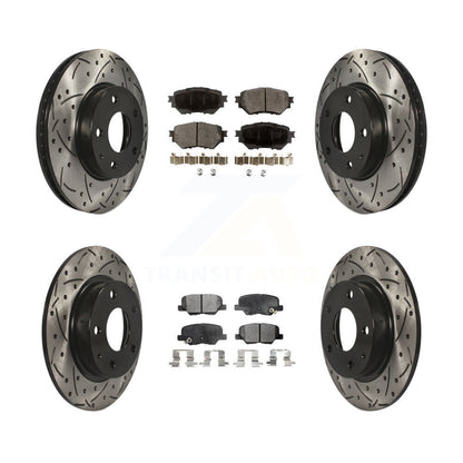 Drilled Slot Disc Brake Rotor Semi-Metallic Pad Front Rear Kit For Mazda 3 Sport