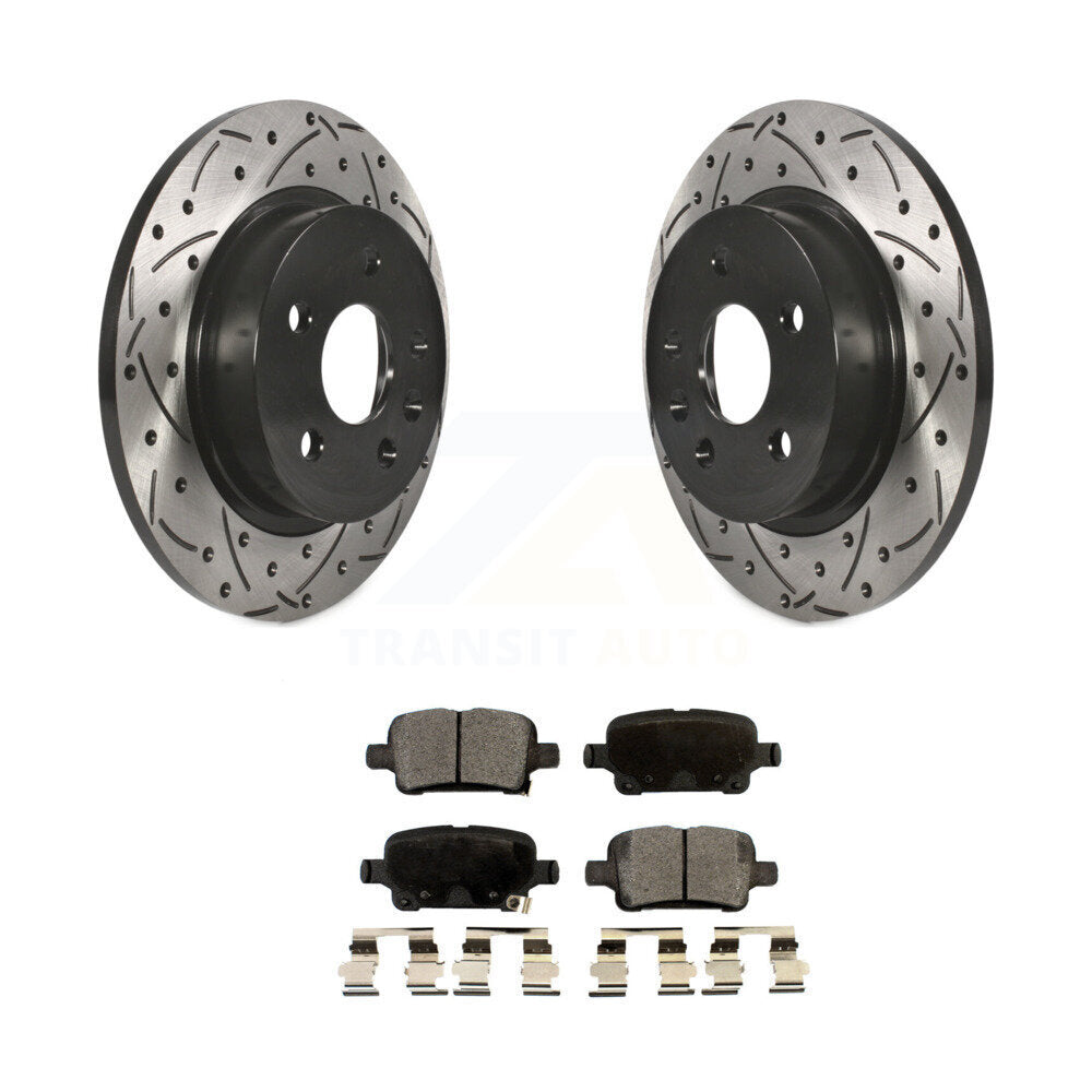 Coat Drill Slot Disc Brake Rotors Semi-Metallic Pad Rear Kit For Chevrolet Cruze