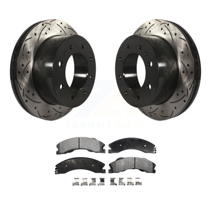 Drill Slot Brake Rotors Semi-Metallic Pad Rear Kit For GMC Chevrolet Sierra 2500