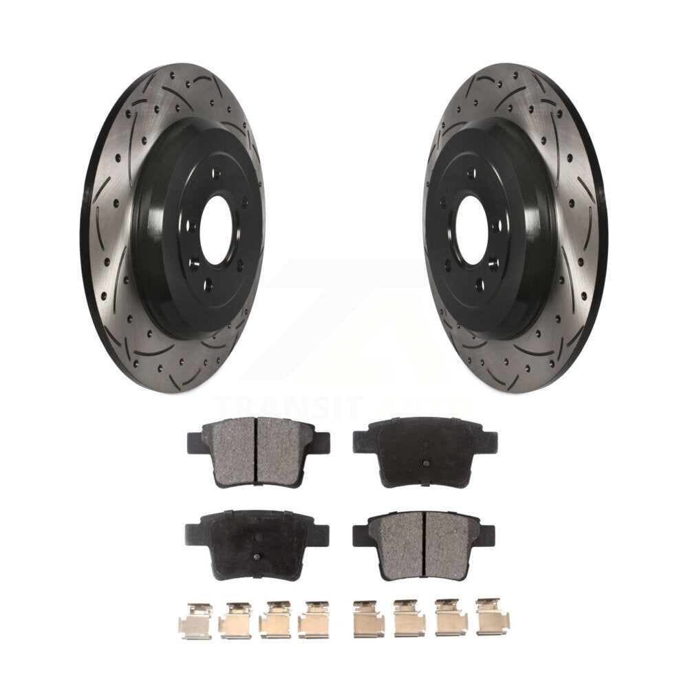 Drill Slot Brake Rotor Semi-Metallic Pad Rear Kit For Ford Five Hundred Taurus X