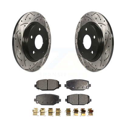Drilled Slot Disc Brake Rotor Semi-Metallic Pad Rear Kit For Dodge Grand Caravan