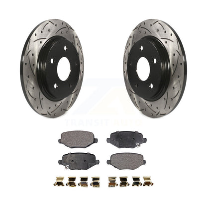 Drill Slot Brake Rotor Semi-Metallic Pad Rear Kit For Dodge Grand Caravan Town &