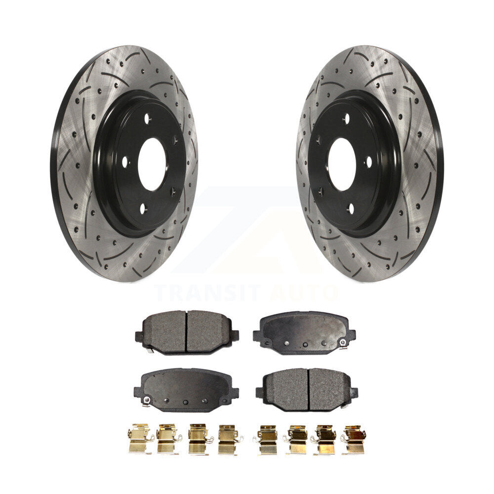 Drill Slot Brake Rotor Semi-Metallic Pad Rear Kit For Dodge Grand Caravan Town &
