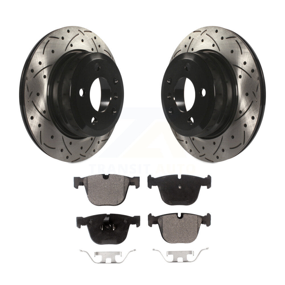 Drilled Slot Brake Rotor & Semi-Metallic Pad Rear Kit For 2009 BMW X6 From 10 08