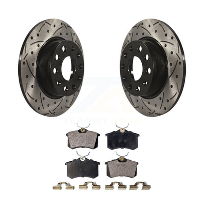 Drill Slot Disc Brake Rotor Semi-Metallic Pad Rear Kit For Audi A3 DIESEL engine
