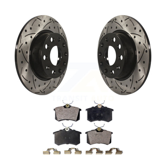 Drill Slot Disc Brake Rotor Semi-Metallic Pad Rear Kit For Audi A3 DIESEL engine