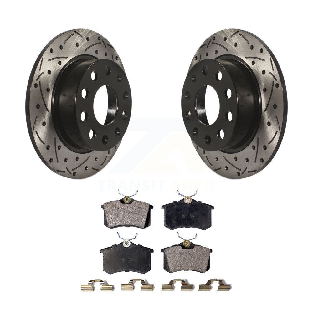Drill Slot Brake Rotor Semi-Metallic Pad Rear Kit For Volkswagen Jetta Beetle A3