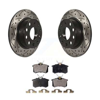 Drill Slot Brake Rotor Semi-Metallic Pad Rear Kit For Volkswagen Jetta Beetle A3