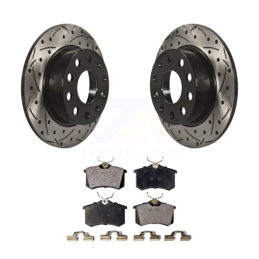 Drill Slot Brake Rotor Semi-Metallic Pad Rear Kit For Volkswagen Jetta Beetle A3