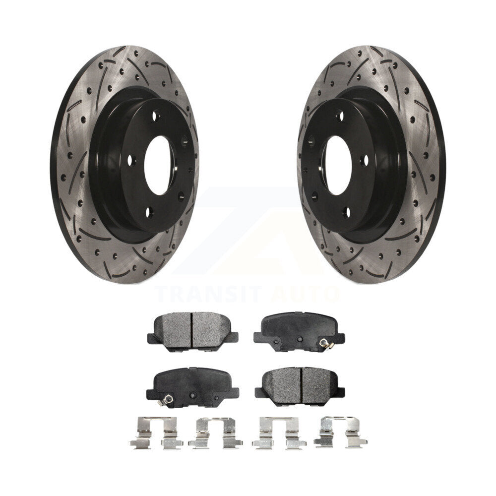 Drilled Slot Disc Brake Rotor & Semi-Metallic Pad Rear Kit For 2014-2015 Mazda 6