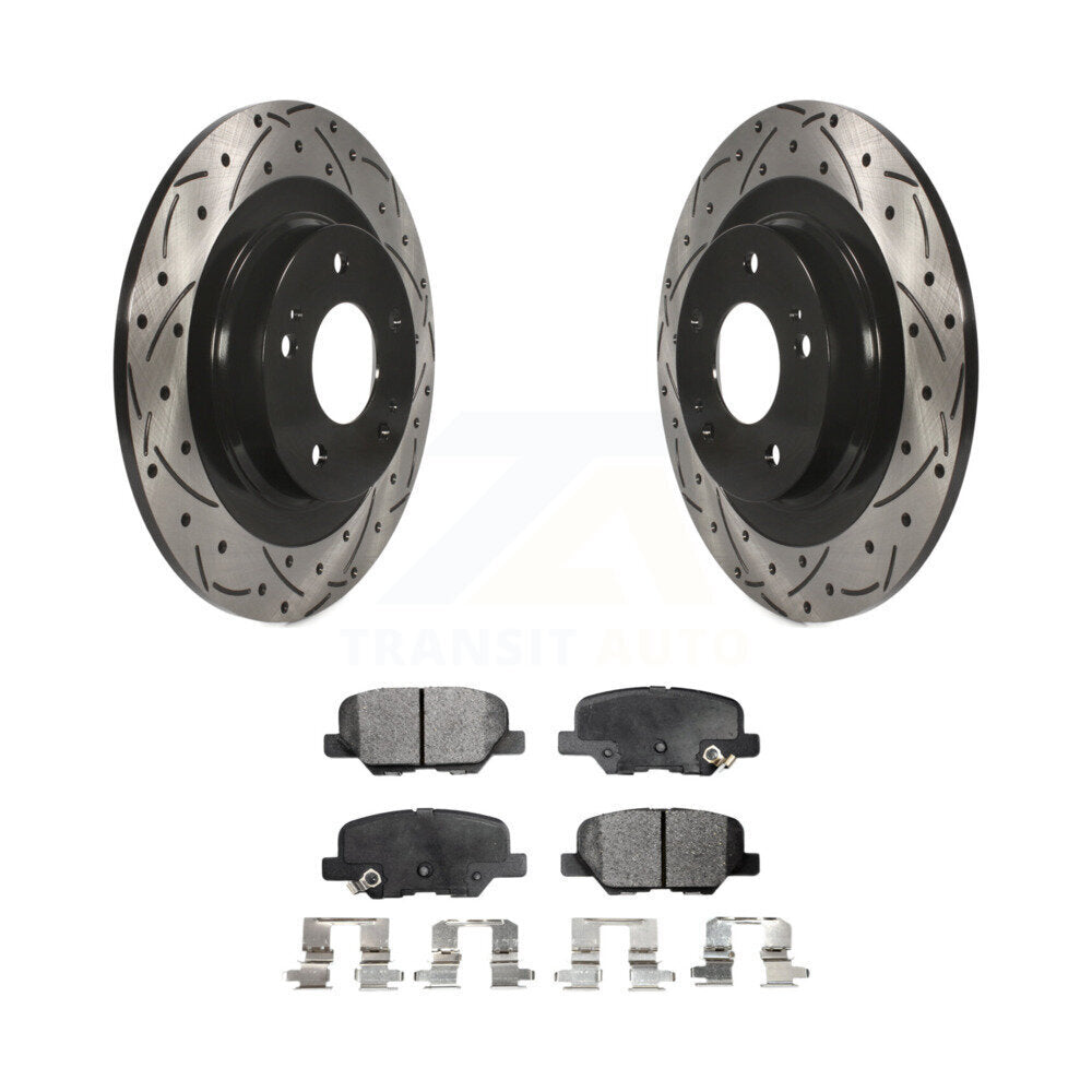Drilled Slot Brake Rotor Semi-Metallic Pad Rear Kit For Mitsubishi RVR Outlander