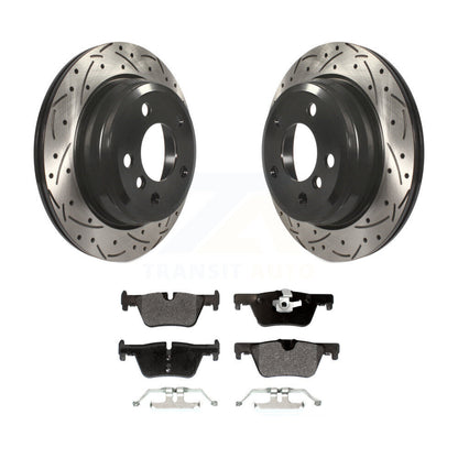Drill Slot Brake Rotors Semi-Metallic Pad Rear Kit For BMW 328i xDrive 330i 320i