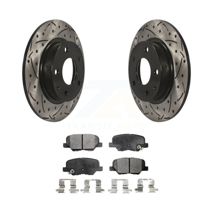 Coated Drill Slot Disc Brake Rotors Semi-Metallic Pad Rear Kit For Mazda 3 Sport