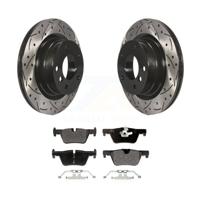 Drill Slot Brake Rotors Semi-Metallic Pad Rear Kit For BMW 230i xDrive 228i 328i