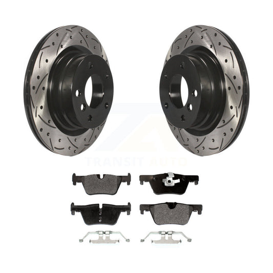Drill Slot Brake Rotors Semi-Metallic Pad Rear Kit For BMW 230i xDrive 228i 328i