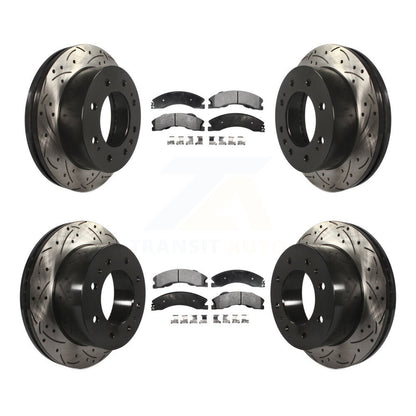 Drill Slot Brake Rotor Semi-Metallic Pad Front Rear Kit For GMC Chevrolet Sierra
