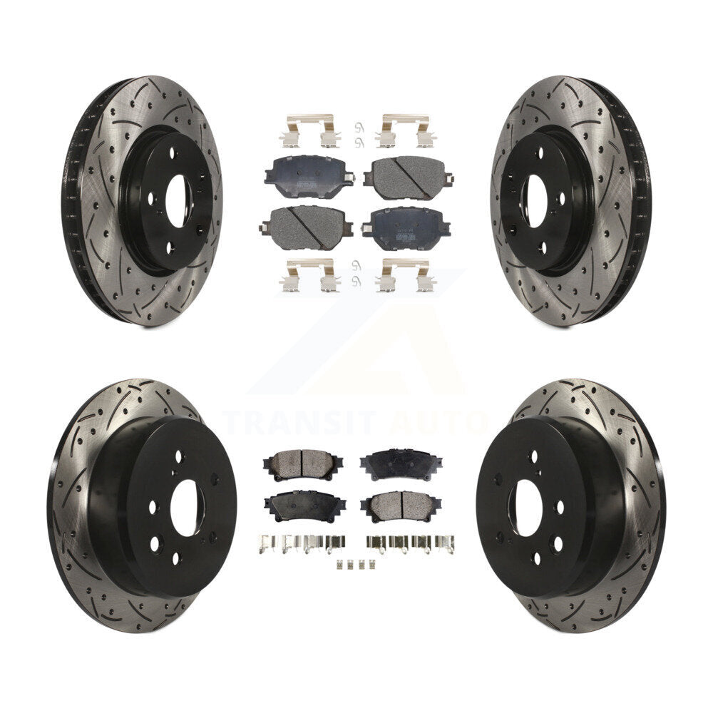 Drilled Slot Disc Brake Rotor & Semi-Metallic Pad Front Rear Kit For Lexus IS250